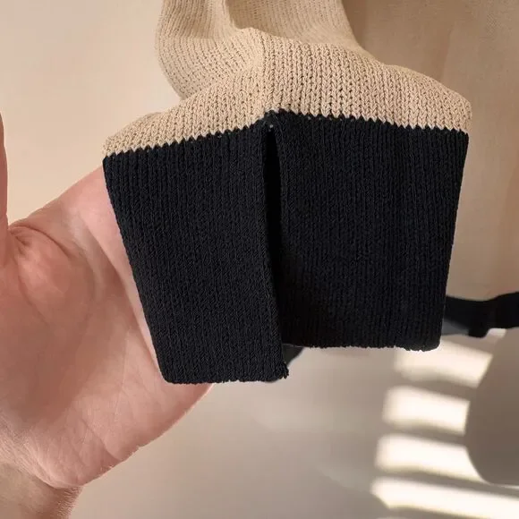 Adrienne Vittadini Black and Beige Knit Sweater Size Medium - Picture 5 of 9